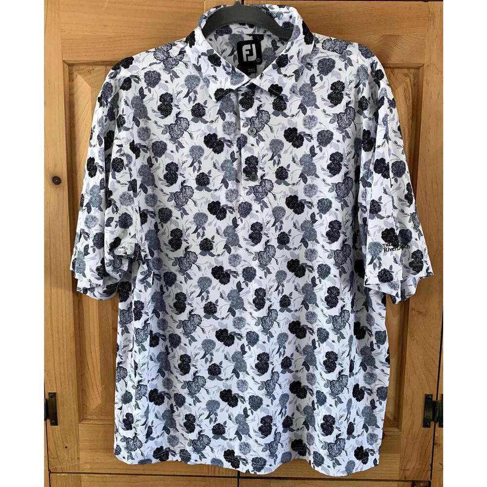 FootJoy Golf Shirt Short Sleeve Pro Dry Polo 3 Button Style Stretch Men's Size L